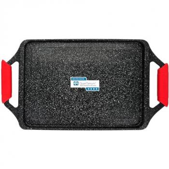 Plancha de Cocina Inducción Briebe Black Titanium 43x25cm, Antiadherente 5 Capas, Aluminio Fundido sin PFOA, Asas de Silicona