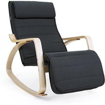 Mecedora acolchada ajustable con reposapiés, patas de ángulo 5 grados, carga 150 kg, disponible en amarillo, azul, beige, gris claro, gris oscuro y negro