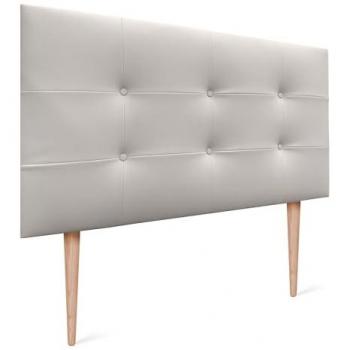 Cabecero Acolchado Capitone Tapizado en Polipiel Blanco Hueso 105x115cm con 8cm de Grosor para Camas Individuales y Matrimonio