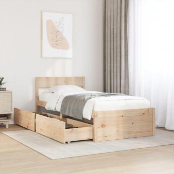 Cama sin colchón 90x190 cm en madera maciza de pino con cajones Vidaxl Marrón