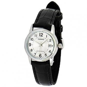 Casio Women's Analog Watch LTP-V002L-7B, Elegant Design with White Dial, Brown Leather Strap, Quartz Movement, Water Resistant (Ø 25mm)