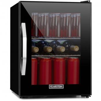 Mini frigorífico Klarstein Beersafe M Onyx, 33 litros, 2 estantes, puerta de cristal panorámica