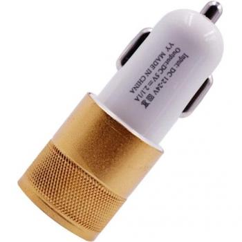 Cargador de coche USB Dual 3.1A para Smartphone/Tablet con diseño metálico