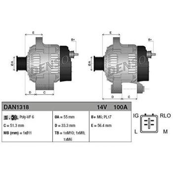Alternador Generador DENSO DAN1318 - Tipo: Alternador, Marca: DENSO, Modelo: DAN1318