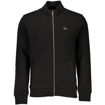 La Martina Sleek Black Cotton Zip Sweatshirt - S
