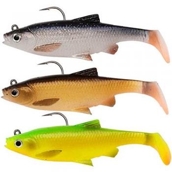 Savage Gear 3d Roach – 3 para cebo lucio, perca y lucioperca, goma de pesca, cebo de goma, spinning Shad para pescar lucios