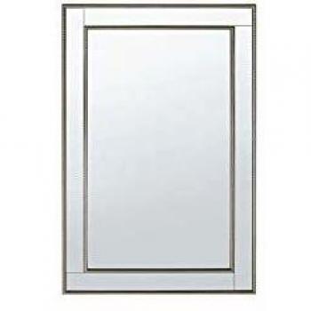 Espejo de pared minimalista art deco en material sintético plateado 90x60 cm para dormitorio o salón