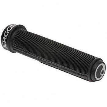 Puños Ergon GFR1 Negro - Puños ergonómicos para bicicletas, fabricados en goma de alta calidad, diseño específico para mejorar la comodidad y el control, con un sistema de absorción de vibraciones, ideales para ciclismo