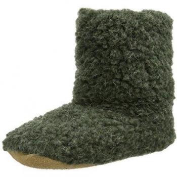 Woolsies Aconca Natural Wool Slipper Booties - pantuflas con forro cálido de lana mujer, color verde, talla 40
