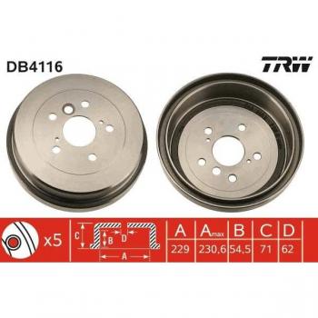 Tambor de freno TRW DB4116 - Tipo: Tambor de freno, Marca: TRW, Modelo: DB4116