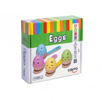 Juego de equilibrio Eggs con cucharas y huevos de madera