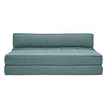 Sillón cama 2 plazas de tela verde grisáceo KATY