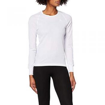 Odlo L/S Crew Neck Cubic Camiseta Interior, Mujer, Blanco
