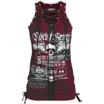 Rock Rebel by EMP Top con Ojales y Cordón Top Mujer negro/burdeos XL