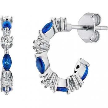 Pendientes Ear Candy Montsouris de Plata de Ley con Circonitas Azules y Blancas