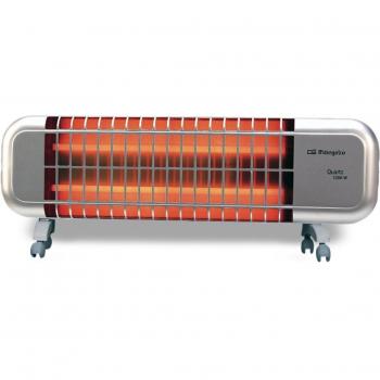 Orbegozo BPM 0105 - Estufa de cuarzo, 2 niveles de potencia, 2 barras de cuarzo, sistema antivuelco, ruedas de transporte, 1200 W