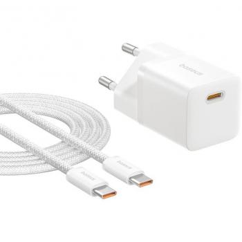 Cargador de red USB-C Baseus GaN5 Mini 25W Blanco con cable