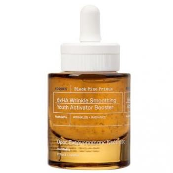 KORRES Black Pine Primus 6x Hyaluronic Wrinkle Smoothing Booster, Anti-Aging Serum, Vegan, 30 ml