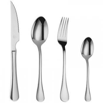 Juego de Cubiertos Mr.Spoon Serie Liso 96/108/120 Piezas, Acero Inoxidable 18/0, Plateado, Económico y Funcional, Apto para Lavavajillas, Empaque E