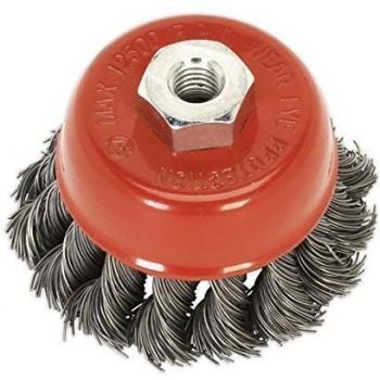 Cepillo de vaso trenzado de alambre Sealey TKCB651 Ø65mm M14 x 2mm