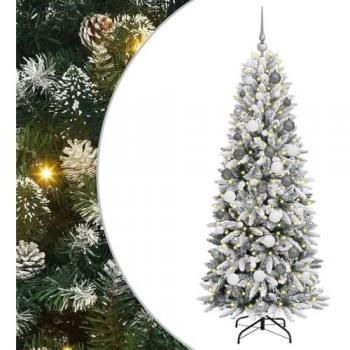 White PVC Artificial Christmas Tree 180 cm with Decorative String Lights