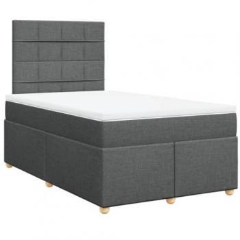 Cama box spring con colchón de muelles en tela gris oscuro 120x200 cm