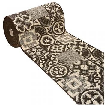 Alfombra de Cocina 3D Antideslizante Lavable Azulejo Mayólica Marrón 57x130 cm