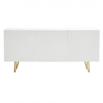 Aparador de diseño blanco y dorado OZEN 160 cm