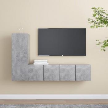 Set de muebles de salón TV 3 piezas madera ingeniería gris hormigón 60 x 30 x 30 cm