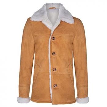Infinity Leather Classic Men's Sheepskin Car Coat - Auburn Tan - Medium Size