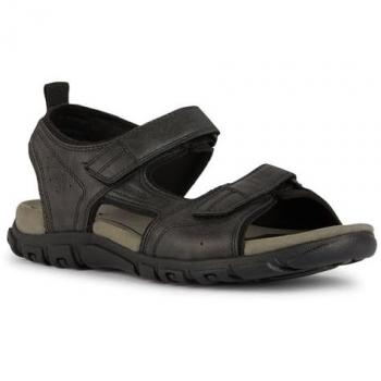 Geox Sandalias Deportivas Strada para Hombre, Color Negro, Talla 46 EU