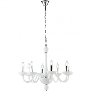 Candelabro Alfiere de 8 luces con cristal blanco, dimensiones 74x59 cm