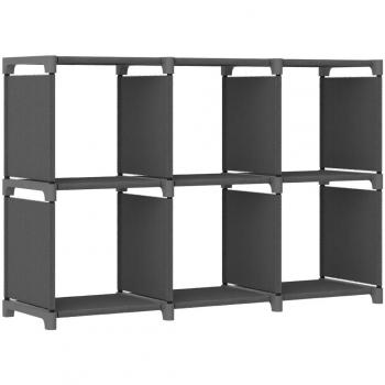 Estantería con cubo gris de tela de 6 unidades, dimensiones 103x30x72,5 cm