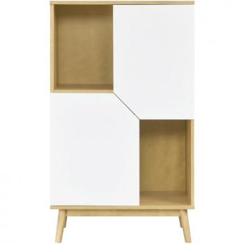 Aparador alto nórdico de madera clara y blanco con 2 puertas Talia