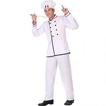 Atosa-50271 Atosa-50271-Disfraz Cocinero-Adulto Hombre, Color blanco, M a L