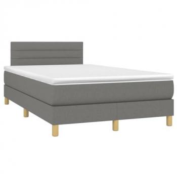 Cama Box Spring con Colchón y LED, Tela Marrón Oscuro 120x190 cm