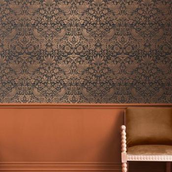 William Morris Strawberry Thief Textured Fibrous Wallpaper