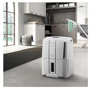 De'longhi dds20p - deshumidificador, capacidad 20 l/día, depósito 4.5l, 3 velocidades, sistema bombeo automático, filtro extraíble lavable, función secado ropa, asas y ruedas, color blanco.