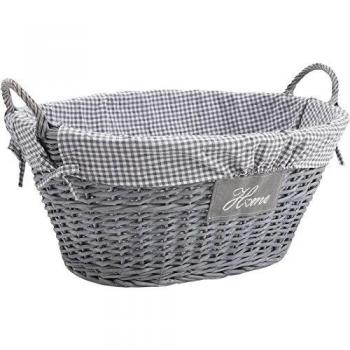 Cesto de Ropa Sucia de Mimbre y Algodón Home - Gris 58 x 44 x 32 cm