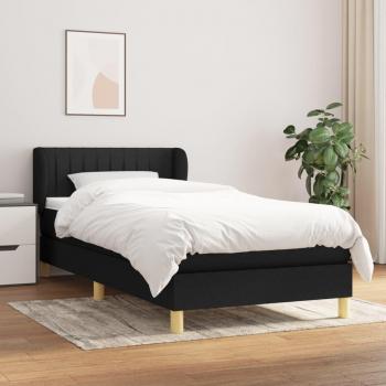 Marco de cama box spring con colchón negro 80x200 cm en tela