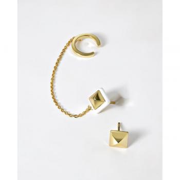 Pendientes asimétricos Earcandy Catharsis Mate en Plata 925 con baño de oro 18k