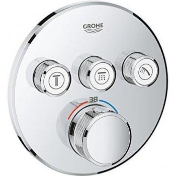Grohe Grohtherm SmartControl - Termostato redondo para ducha y baño con instalación empotrada y tres válvulas, Cromo