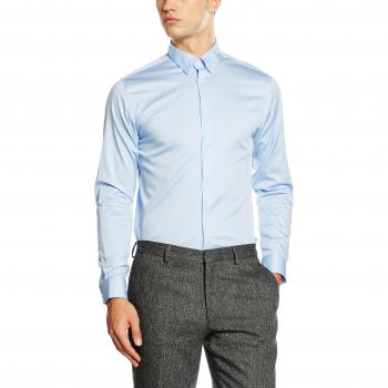 SELECTED HOMME Shdone-Travisbelfast Shirt LS Noos, Camisa para Hombre, Azul