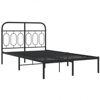 Estructura de cama con cabecero de metal negro 120x190 cm