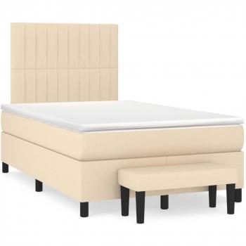 Cama box spring con colchón tela color crema 120x190 cm Crema