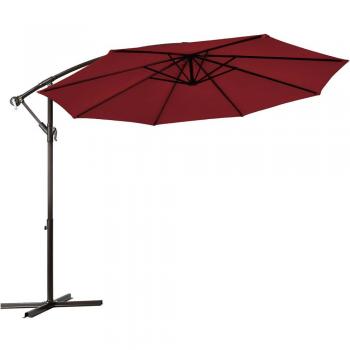 Burgundy 10-Foot Offset Patio Umbrella with Easy Tilt Adjustment
