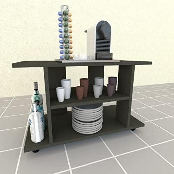 Mesa Henor con Ruedas de Madera FSC® Mod. Pilar 80x40x65.5 cm - Giro 360º con Freno, Color Grafito