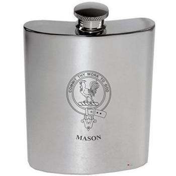 Mason Family Crest 6oz Polished Pewter Kidney Flask