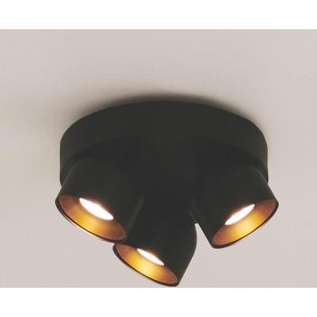 Lámpara de Techo Pitcher GU10 3 Luces Redonda Metal Negro