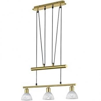 Lámpara Colgante LED Levisto de 3 Luces en Bronce Mate con Vidrio Alabastro, Ajustable en Altura